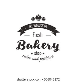 Set of bakery badges with bread, pastry icons and design elements. Vector labels and  logo template for signage, branding, advertisement.