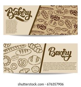 Set of bakery banner templates isolated on white background. Vector illustration