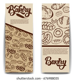 Set of bakery banner templates isolated on white background. Vector illustration