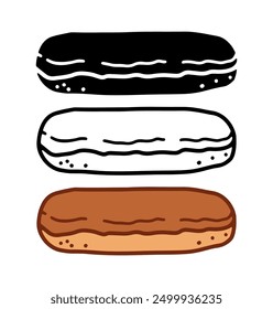 Set of Bakery bread, Cartoon doodle, Vector, Illustration.