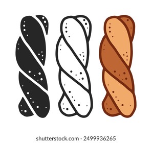 Conjunto de pan de panadería, dibujos animados doodle, Vector, ilustración.