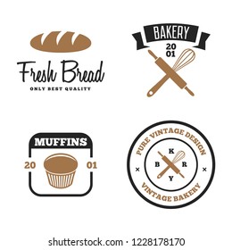 Set of bakery and bread logos, labels, badges or design elements