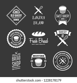 Set of bakery and bread logos, labels, badges or design elements