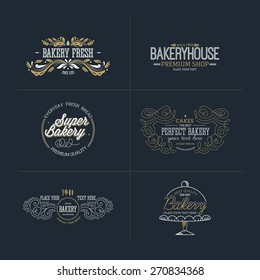 Set of bakery and bread logotypes. Vector illustration