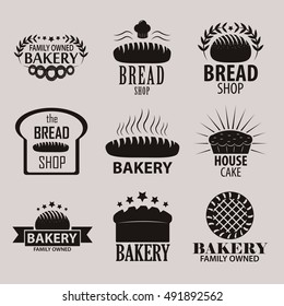 Set of bakery and bread shop logos, labels, badges and design elements. Bakery vector Illustration. Bakery design.