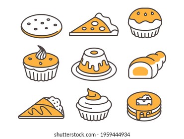 set of bakery and cake icons vector