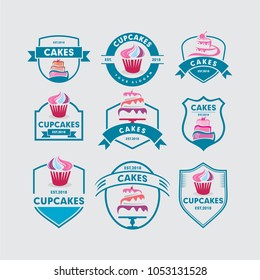 set of bakery cake logo