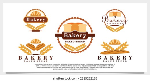 set of bakery cake logo design illustration for bakery shop icon with creative concept Premium Vector
