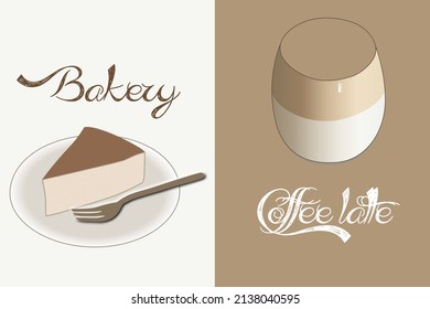 Set bakery and coffee latte