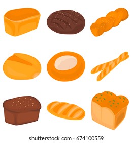 Set of bakery color flat icons for web and mobile design