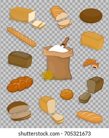 Set of bakery and confectionery isolated on a transparent background