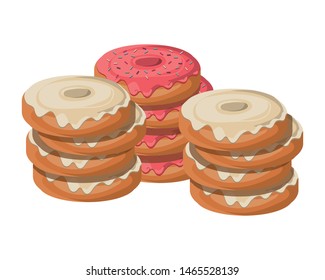 set of bakery donuts fresh and delicious