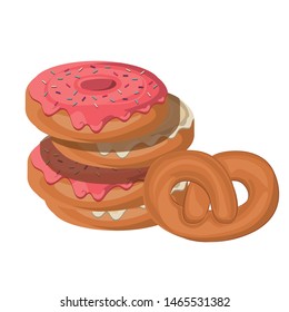 set of bakery donuts fresh and delicious