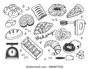 Set of Bakery Doodle Line Art