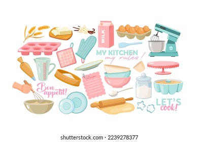 Set of bakery equipment. Vector illustration