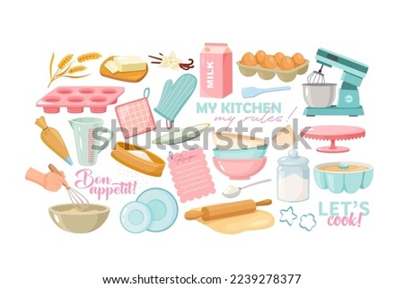 Set of bakery equipment. Vector illustration