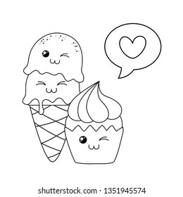 set of bakery food kawaii characters