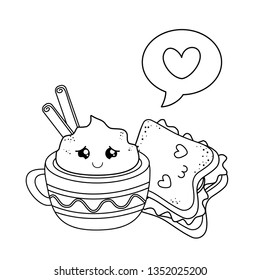 set of bakery food kawaii characters