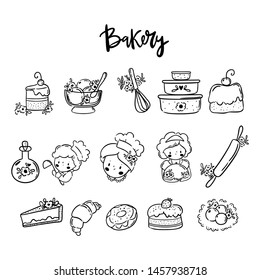 Set of bakery icon/organic food collection