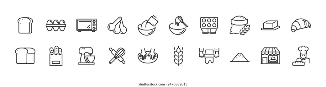 set of bakery icons, bread, bake