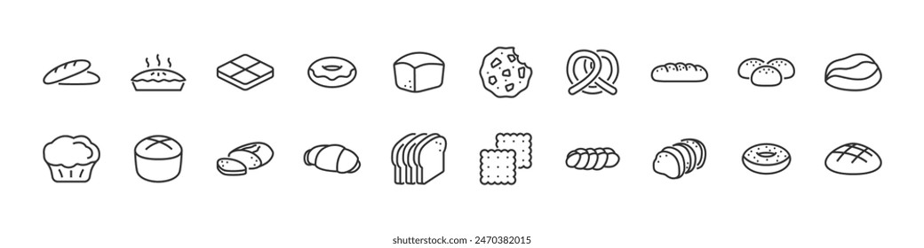 set of bakery icons, bread, baked, 