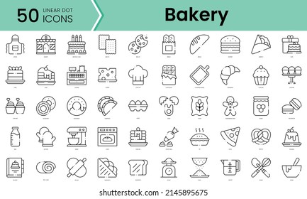 Set of bakery icons. Line art style icons bundle. vector illustration