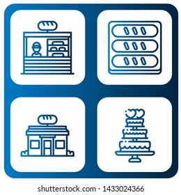 Set of bakery icons such as Bakery, Bread, Wedding cake , bakery
