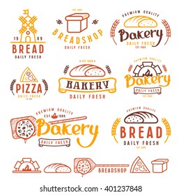 Set of bakery  labels, badges, and design elements. Color print on white background