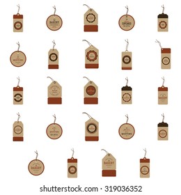 Set of bakery labels on a white background