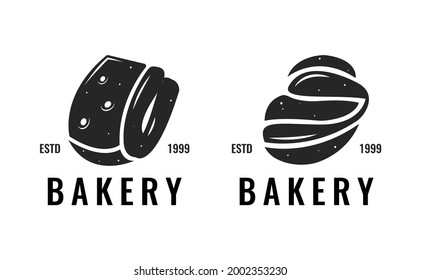 set of bakery logo label design with bread silhouette