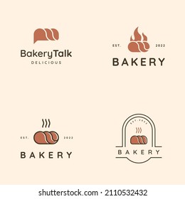 set of bakery logo vector