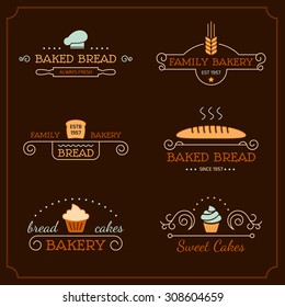 Set of bakery logos, labels, badges and design elements. Business signs templates, icons, identity design elements and objects.