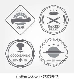 Set of bakery logos, labels, badges and design elements gray background