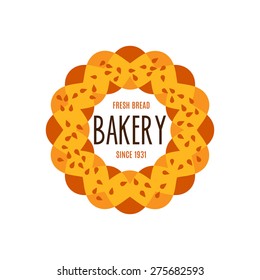 Set of bakery logos, labels and design Elements. Fresh bread, cakes, pies. In vintage style.