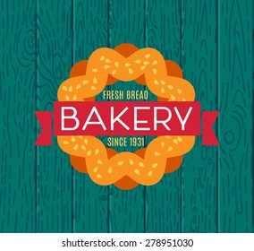 Set of bakery logos, labels and design Elements. Fresh bread, cakes, pies. In vintage style.