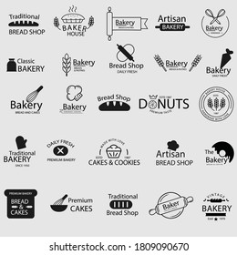 Set of bakery logos.Bakery shop badges,stickers,icons.Bakery shop logo vector illustration