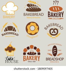 Set Bakery Logosbakery Shop Badgesstickersiconsbakery Shop Stock Vector 