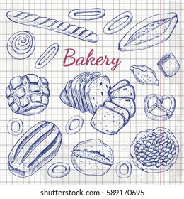 Set of Bakery. Organic food. Vector illustration for your design