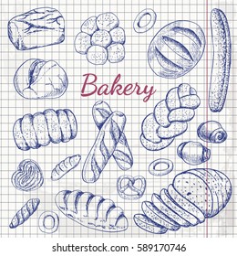 Set of Bakery. Organic food. Vector illustration for your design