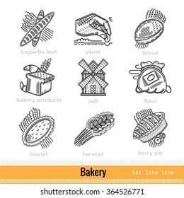 Set of Bakery Outline Web Icons