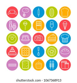 Set of bakery and pastry line icons. Modern vector icons for web design