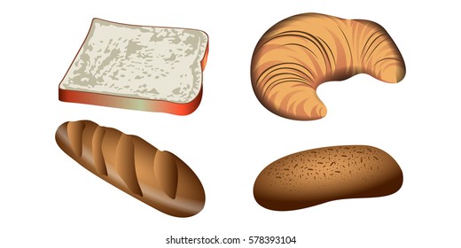 Set of bakery products on a white background, Vector illustration