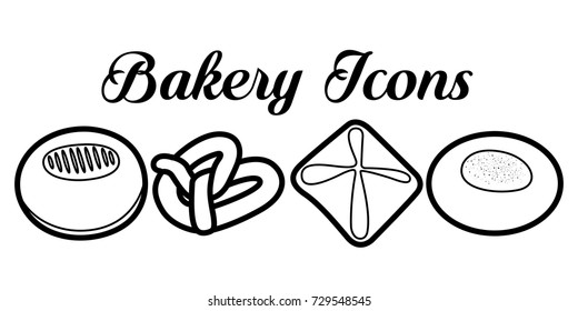 Set of bakery products on a white background, Outline vector illustration