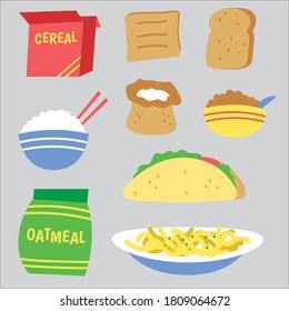 Set of bakery products.Bakery product icons for menu,recipe book.Cartoon bakery product vector illustration