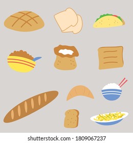 Set of bakery products.Bakery product icons for menu,recipe book.Cartoon bakery product vector illustration