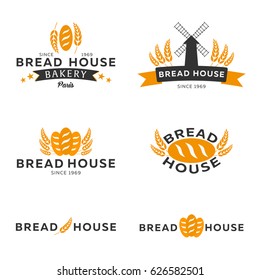 Set of Bakery shop emblem, labels, logo and design elements. Vector illustration