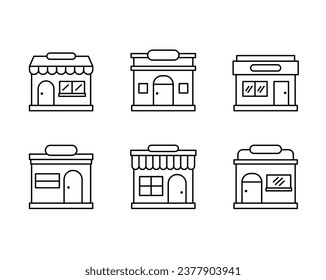 set bakery store business shop line simple modern minimal design vector icon collections	