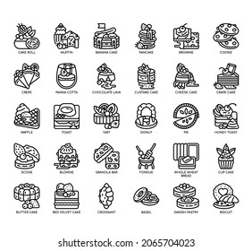 Set of bakery thin line icons for any web and app project. 