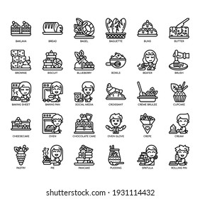 Set of Bakery thin line and pixel perfect icons for any web and app project. 