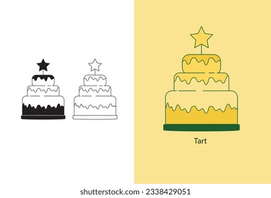 The set of bakery vector icons is displayed on a white background and includes three variations: line, black and white, and filled. Each icon features different bakery items and is designed with an ed